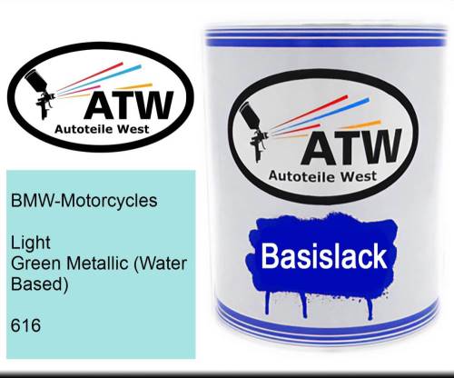 BMW-Motorcycles, Light Green Metallic (Water Based), 616: 1L Lackdose, von ATW Autoteile West.